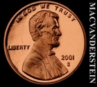 2001-S Lincoln Memorial Cent Proof — photo from another recent sale