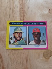 1975 Topps Baseball Mini LOU BROCK BILL NORTH Stolen Base Leaders 1974 #309