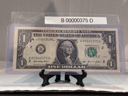 5 Five leading zeros very low serial number B 00000375 D #100 | eBay