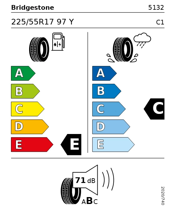 1x 225/55 R17 97Y Sommer Reifen Bridgestone ER300 Ecopia  Demontage - Bild 4 von 4