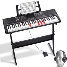61 Key Digital Keyboard Piano, Lighted Keys, Electric Portable Piano with Adjust