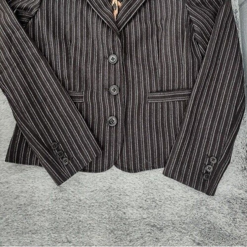 Cabi Joey Pinstripe Blazer Sz 6 Black Gray Business Goth Career Dark Academia - Picture 4 of 9