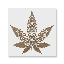 Mandala Weed Leaf Stencil - Reusable Mylar Stencils for Painting