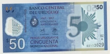 Uruguay 50 Pesos 2017 Pick 100 UNC Uncirculated Banknote Conmemorative