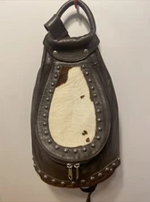 American West Womens Cowtown Chocolate Brown Leather Handbag Slingback Studs