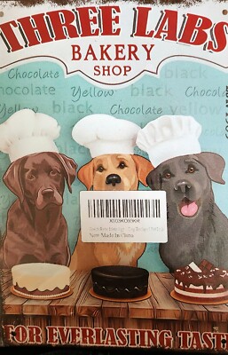 Vintage Tin Sign Funny Three Labs Bakery Shop ''For Everlasting,Taste EST 1989''