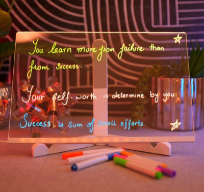 Large LED Note Board with Colors Luminous Light up Acrylic Message Stand Writing