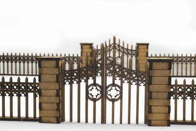 Gothic Fence with Gates and Pillars by WWG