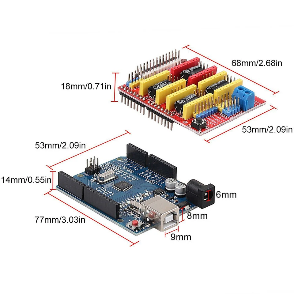 CNC Shield V3.0 UNO R3 Board 4PCS A4988 Driver For Arduino 3D Printer Module - Image 2 of 4