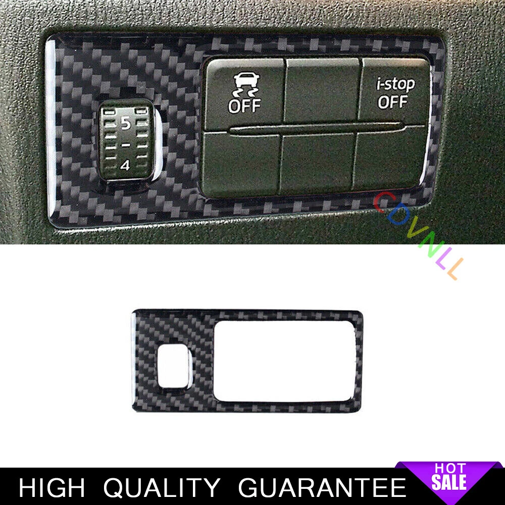 Function Control Button Frame Trim 1X For Mazda 6 Atenza 20-21 Real Carbon Fiber