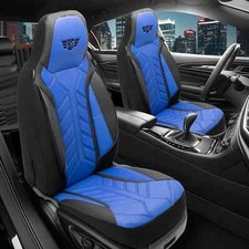Pilot Leder Sitzbezüge passend für BMW 3er E90 & E91 (Schwarz-Blau) | 2x Vorne