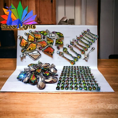 SEEAR LIGHTS Vitrail Iridescent Chandelier Glass Crystals Droplets Christmas Tree Decorations