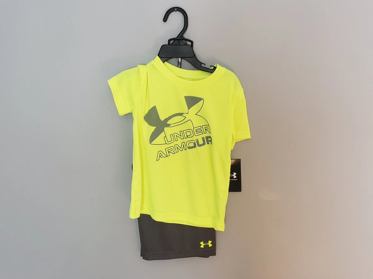 Under Armour 2 Piece Set Shirt and Shorts Hi Vis Yellow Size 3T