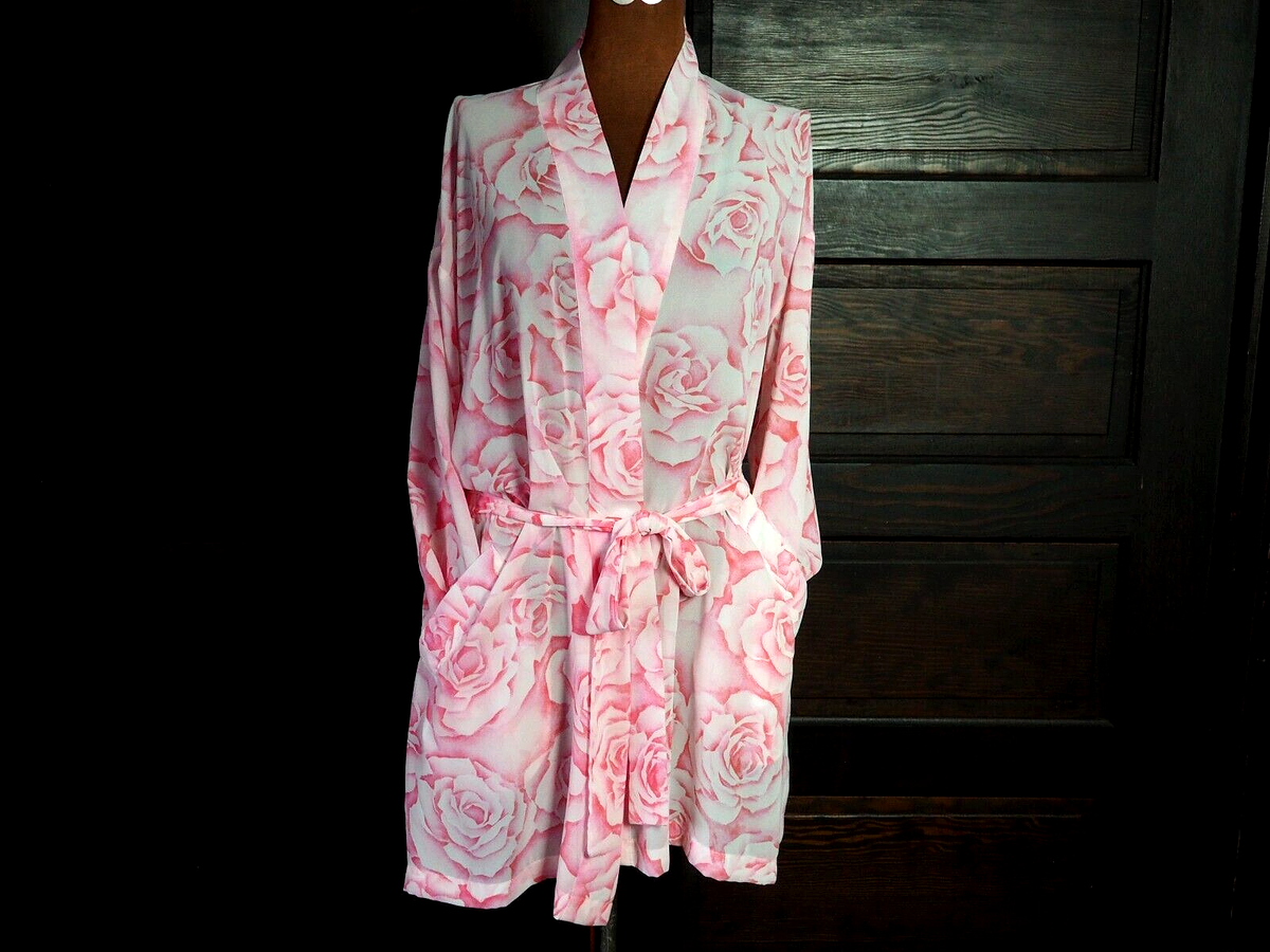 victoria secret pink dressing gown Pink Stripe Fluffy Short Dressing Gown