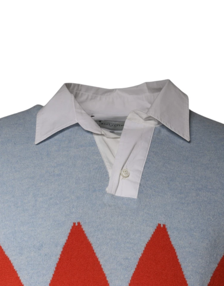 BALLANTYNE Sweater Multicolor Patterned Collared Long Sleeves Pullover 750usd Foto 3 de 4