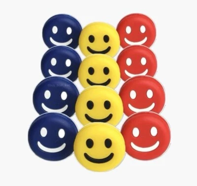 12 pcs Tennis Vibration Dampener Silicone Racket Shock Absorber Smiley Face