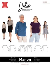 Jalie 4564 Manon Boatneck or Cowl Neck Tee Shirt Sewing Pattern in 28 Sizes