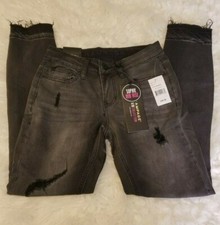 Rampage Women's Sophie Black Skinny Jeans Mid Rise Juniors Size 1 NWT Distressed