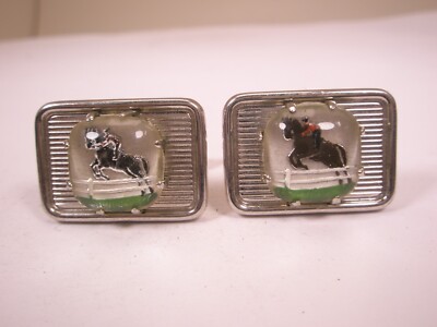 Horse Equestrian Hunter Jumper Steeple Chase Vintage HICKOK Cuff Links