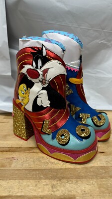 Looney Tunes That s All Folks Irregular Choice Women's Multi Block Heel Boots 38