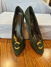 Vintage Green Suede Selby Shoes Women's Size 7 1/2