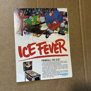 Original 1985 11 8.5'' Ice Fever Premier Pinball arcade game AD FLYER