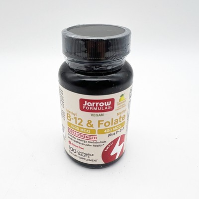 Jarrow Formulas, Methyl B-12 & Methyl Folate Lemon 100 Chewable Tablets Exp 3/26