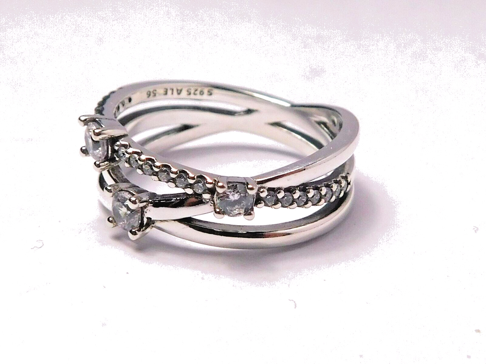 Authentic Pandora Ring, Silver Sparkling Triple B… - image 1