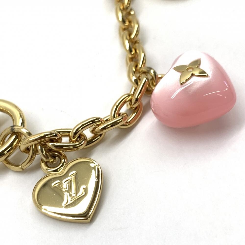 ルイヴィトン LV コンスレテーション ハート バッグチャーム Louis Vuitton Bag Charm Chain LV Heart Flower Monogram Gold
