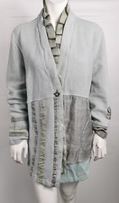 Elisa Cavaletti Pale Blue Mix Long Sleeve Stretch Cotton Mix Fasten Jacket Sz 16