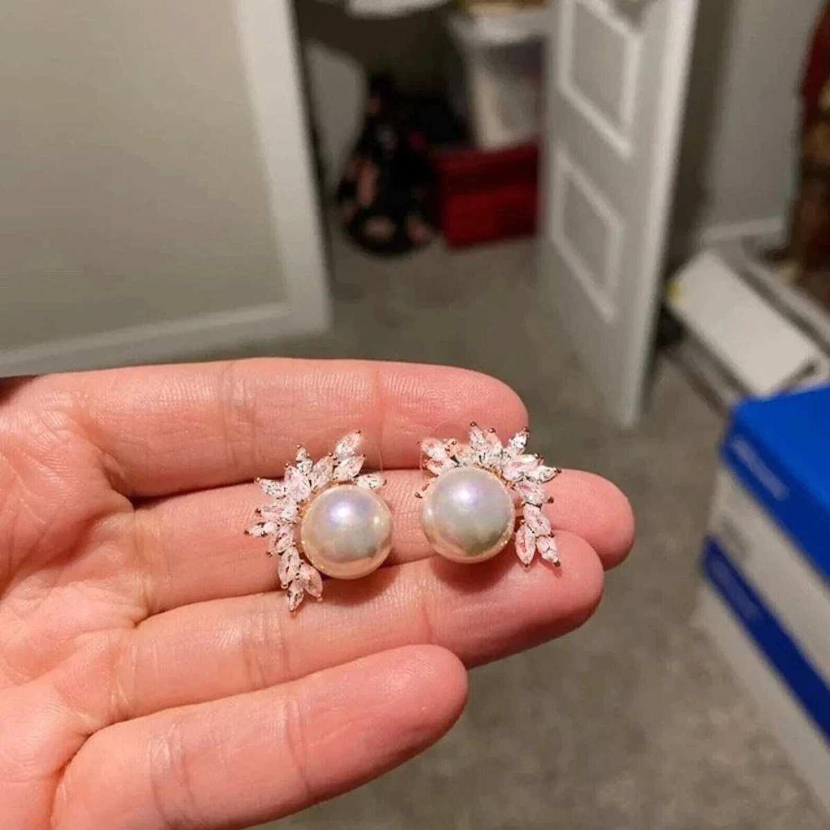 Designer pearl earrings clearance