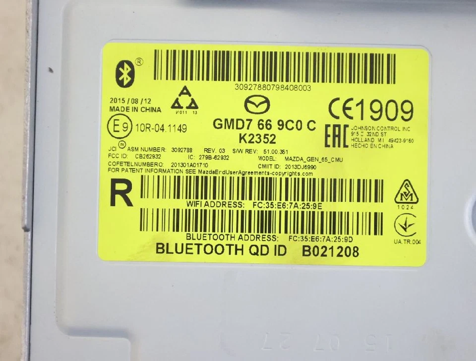 Centralina altra Mazda CX 3 DK GMD7669C0C JOHNSON 2.0 88 KW 120 CV 11-2015 - Immagine 2 di 4