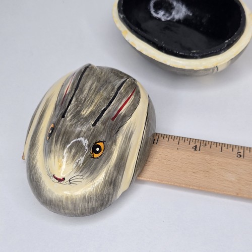 Lot vintage de 2 boîtes à bibelots laqués peintes à la main lapin lapins vintage - Photo 11/16