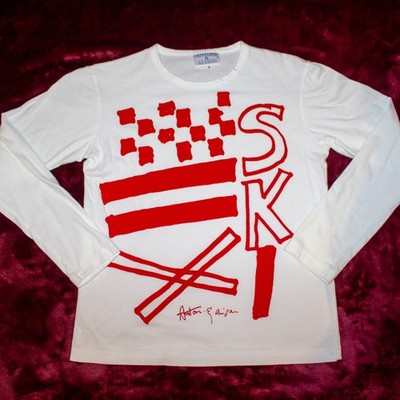 Antoni & Alison  Ski  Long Sleeve Tee Vintage Red/White Size Small