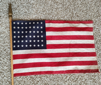 Vintage 48 Star American Flag 11 x 7” Parade Stick Flag Pre-1959