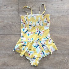 Hanna Andersson Smocked Yellow Butterfly One Piece Swimsuit Sz 10 Swim Skirt