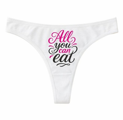 Ladie String Tanga bedruckt mit ALL YOU CAN EAT