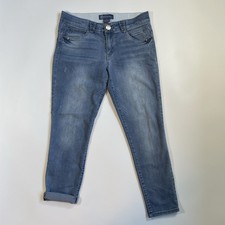 Democracy "Ab" Solution Crop Roll Cuff Skinny Jeans Womens Blue Stretch Size 8