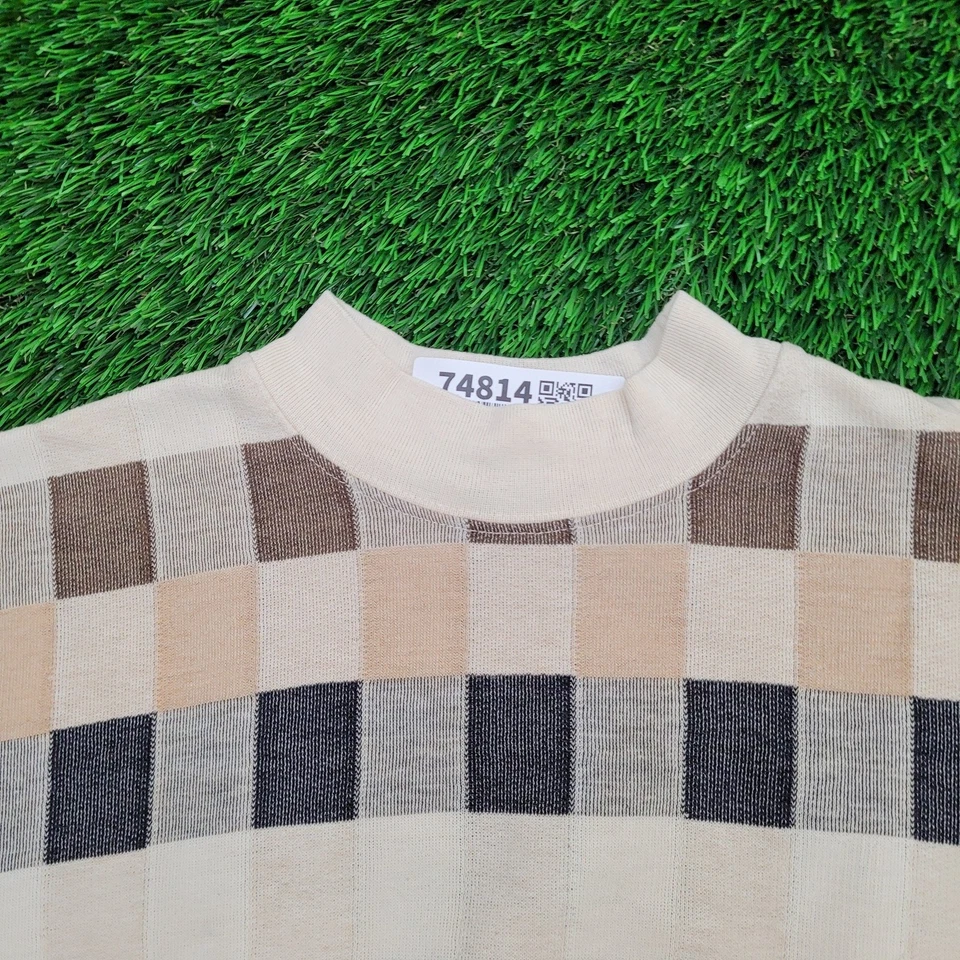 复古 80 年代 MOD 毛衣女式 2XL/3XL 26x24 方格 — 第 3/4 张图片