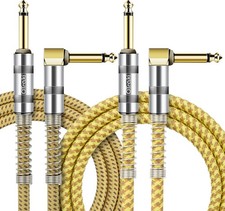 OTraki Guitar Cable 3FT, 2 Pack Straight to Right Angle 1/4 Inch Electric Guitar