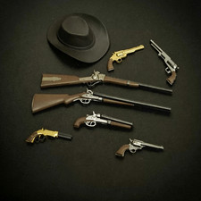 7Pcs 1/12 Scale 6" Figure Cowboys Hats Guns Pistols Weapons Accessories