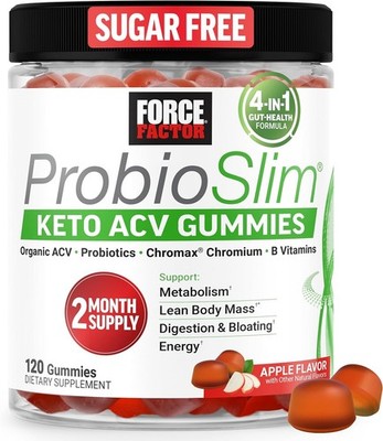Force Factor ProbioSlim Keto ACV Gummies, Organic Apple Cider Vinegar, 120 Count