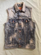 Levi s Denim Vest Womens XS Button Closure Light Wash And Bleach Dyed Finish