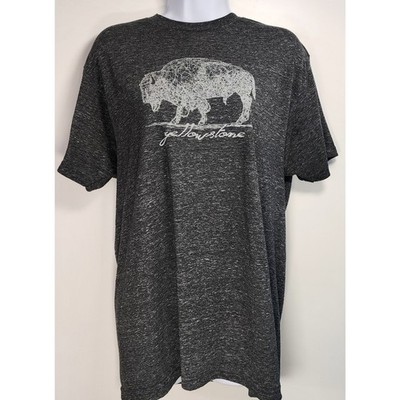 Prairie Mountain Yellowstone Bison Graphic Tee Gray L Large