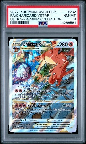 2022 POKEMON SWSH BLACK STAR PROMO #262 FULL ART/CHARIZARD VSTAR PSA 8