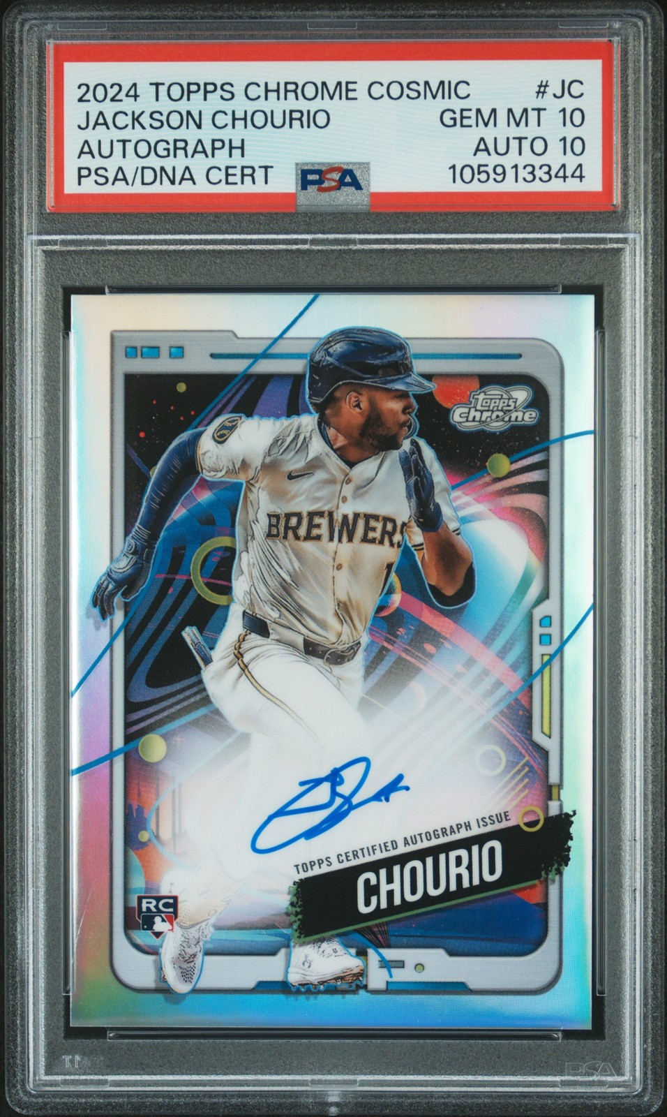 2024 TOPPS CHROME COSMIC COSMIC CHROME AUTOS #JC JACKSON CHOURIO PSA 10 AUTO 10