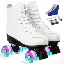 JOJOLAM - Classic High Top Roller Skates with Light up Wheels women 3.5 Men 3