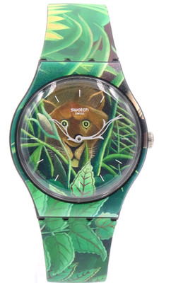 New Swiss Swatch Arts THE DREAM BY HENRI ROUSSEAU Silicone Watch 41mm SUOZ333