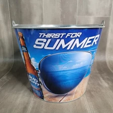 Bud Light Metal Beer Bucket "Thirst For Summer" Blue Pool Side Mancave