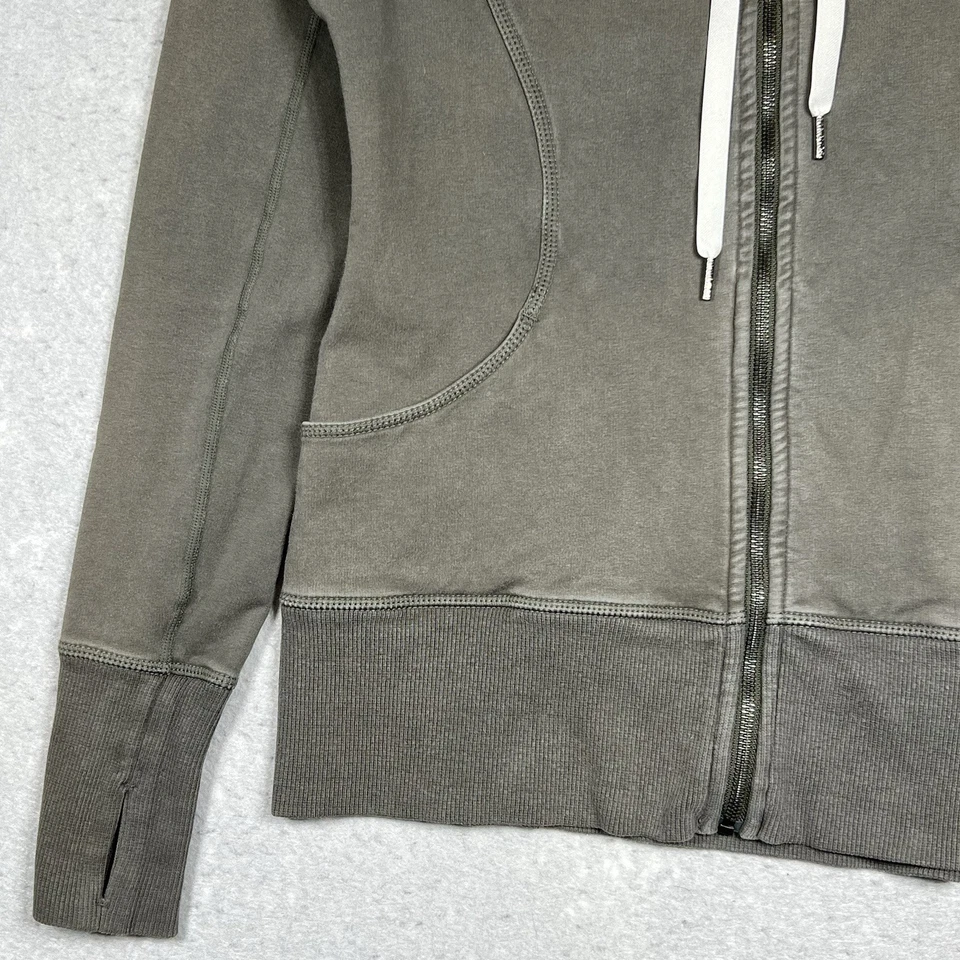 Chaqueta Lululemon para mujer talla 10 verde con capucha de buceo cremallera completa chaqueta polar Foto 3 de 4